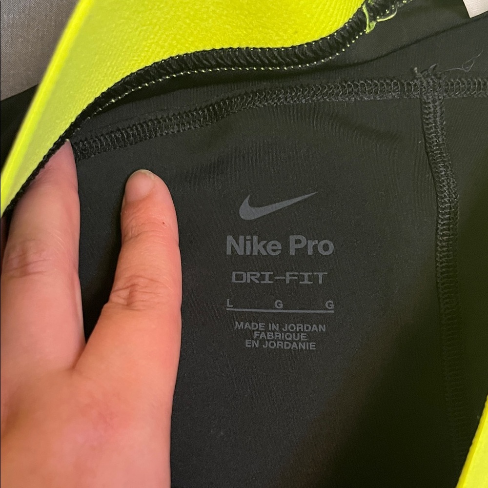 Nike Women's Athletic Shorts with Yellow Waistband - Picture 2 of 2